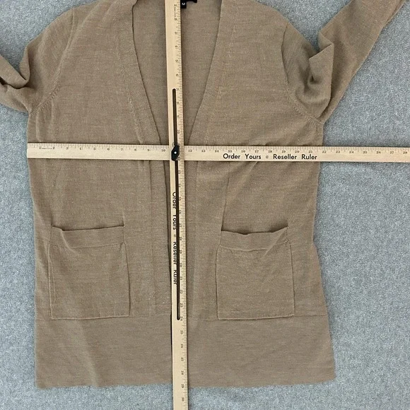 Quince Sweater Cardigan Womens Medium Brown Merino Wool Open Front Longline - Picture 5 of 9